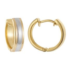 trendor 21752 Women's Hinged Hoop Earrings 333 Gold (8K) Two-Colour ⌀ 15 mm