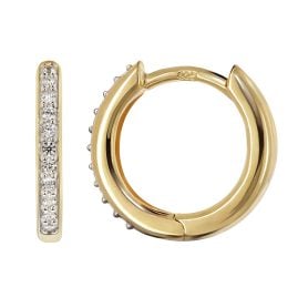 trendor 21845 Kleine Creolen Zirkonia 925 Silber vergoldet Ohrringe ⌀ 12 mm