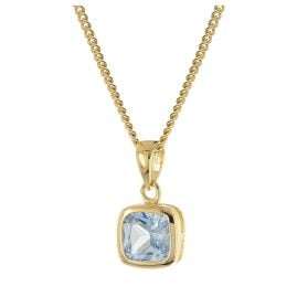 trendor 21893 Damen-Kette 925 Silber Vergoldet mit Aquamarin-Anhänger