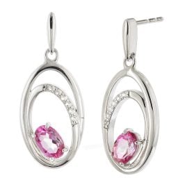 trendor 21887 Women's Dangle Earrings 925 Silver Rhodium-Plated with Topaz