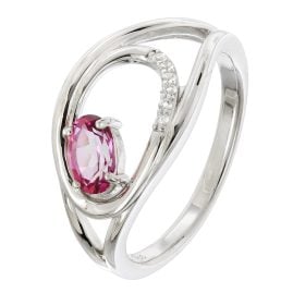 trendor 21906 Damenring 925 Silber Rhodiniert mit Topas Pink/Weiß