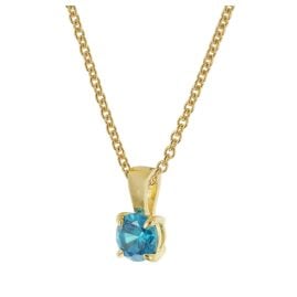 trendor 21956 Women's Necklace 925 Silver Gold Plated with Blue Cubic Zirconia