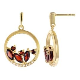 trendor 21885 Women's Drop Earrings Gold Plated Silver with Garnet and Topaz