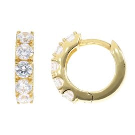 trendor 21846 Small Hoop Earrings with Cubic Zirconia 925 Silver Gold Plated