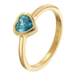 trendor 31100-04 Damenring mit Blauem Herz-Zirkonia 925 Silber Vergoldet
