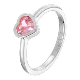 trendor 31064-09 Damenring mit Rosa Herz-Zirkonia 925 Silber