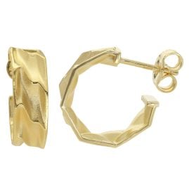 trendor 31151 Women's Earrings Half-Hoops Gold-Plated 925 Silver 15 mm