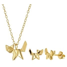 trendor 31183 Schmuckset Katze für Damen und Mädchen Silber Vergoldet Bundle