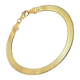 trendor 31254 Damen-Armband 925 Silber Vergoldet Fischgrätmuster 5,5 mm