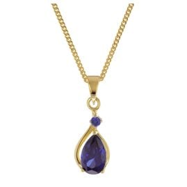 trendor 31292 Blauer Anhänger Gold 333/8K mit Vergoldeter Silberkette