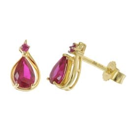trendor 31290 Women's Stud Earrings Gold 333/8K Red