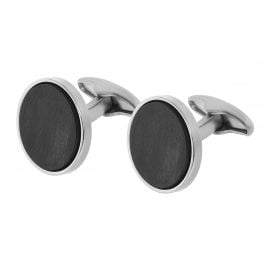 trendor 75077 Cufflinks Stainless Steel and Carbon Fibre
