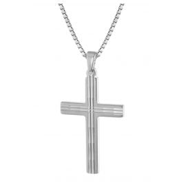 trendor 63560 Silber Herren-Halskette mit Kreuz-Anhänger