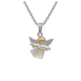 trendor 72795 Silver Kids Necklace with Two-Colour Angel Pendant