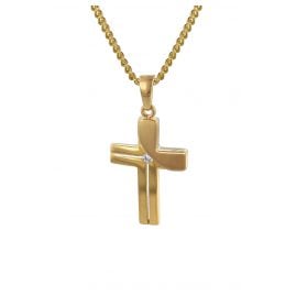 trendor 35728 Gold 333 Cross Pendant on 42 cm Gold-Plated Ladies' Necklace