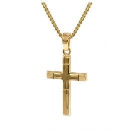 trendor 35751 Gold 333 8K Cross Pendant on 42 cm Gold-Plated Necklace
