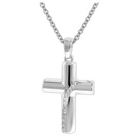 trendor 35840 Silver Cross Pendant Necklace