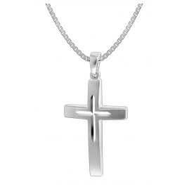 trendor 35849 Silber Herrenkette mit Kreuz