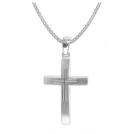 trendor 35850 Herren Silber-Halskette mit Kreuz-Anhänger