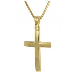 trendor 35796 Cross Pendant Gold 333 8 ct with Gold-Plated Silver Necklace