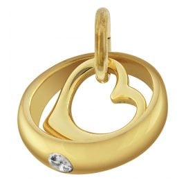 trendor 75430 Christening Ring with Cubic Zirconia and Heart Gold 585 / 14K
