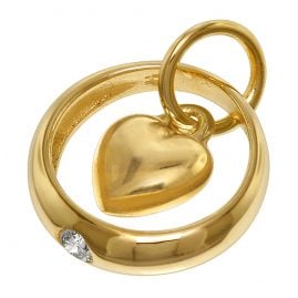 trendor 75431 Christening Ring with Cubic Zirconia and Heart Gold 585 / 14K