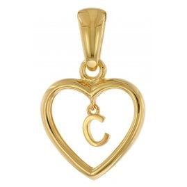 trendor 51850-C Heart Pendant with Letter C Gold Plated 925 Silver