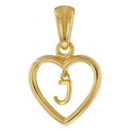 trendor 51850-J Heart Pendant with Letter J Gold Plated 925 Silver