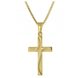 trendor 51943 Cross Pendant Gold 585 (14 kt) with Gold-Plated Silver Chain