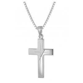 trendor 63607 Silber Herren-Halskette mit Kreuz-Anhänger