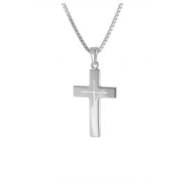 trendor 83624 Men's Necklace with Cross Pendant Silver