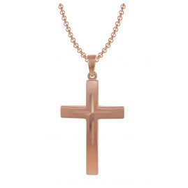 trendor 79510 Silver Cross Pendant Men's Necklace Rose Gold Plated