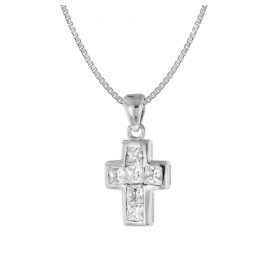 trendor 35908 Halskette mit Kreuz-Anhänger Silber 925 Zirkonia
