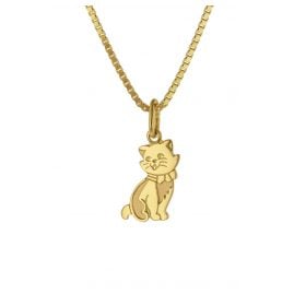 trendor 35919 Cat Pendant Gold 333 (8 Carat) with Gold-Plated Silver Necklace