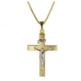 trendor 08489 Crucifix Pendant Gold 333/8K with Gold Plated Mens Necklace