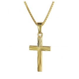 trendor 08508 Cross For Kids Gold 333 / 8 K 18 mm + Gold Plated Necklace