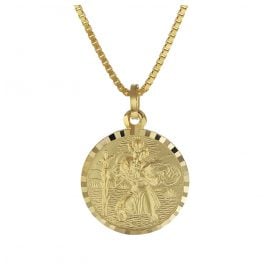 trendor 08520 St. Christopher Gold Pendant with Gold Plated Mens Necklace