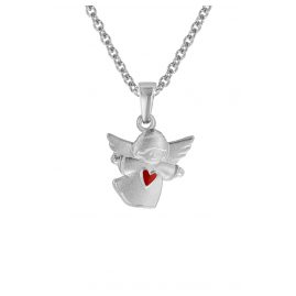 trendor 08470 Silberkette für Kinder Schwebender Engel mit rotem Herz