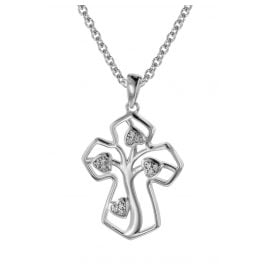 trendor 08820 Halskette mit Anhänger Silber 925 Kreuz mit Lebensbaum