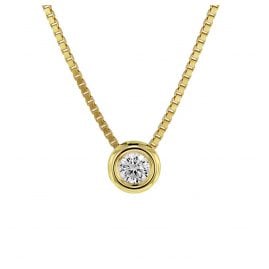 trendor 08946 Cubic Zirconia Pendant + Box Chain Necklace Gold 333/8 ct