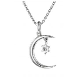 trendor 75016 Necklace Crescent Moon and Star 925 Silver