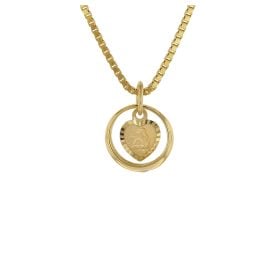 trendor 75120 Cupid Heart Baptism Ring Gold 585 14 ct + Gold-Plated Necklace