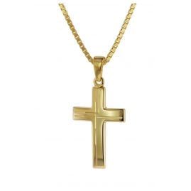 trendor 75125 Cross Pendant 585 Gold (14 ct) with Gold-Plated Silver Necklace