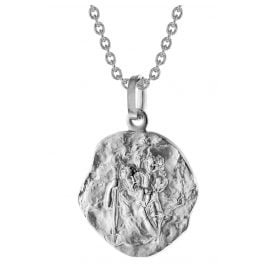trendor 75210 Christophorus-Anhänger Weißgold 333 (8 Karat) mit Silber-Kette