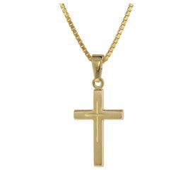 trendor 75274 Cross Pendant Gold 333 (8 ct) + Gold-Plated Silver Necklace