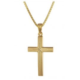 trendor 75278 Cross 24 mm Gold 333 (8 ct.) + Gold-Plated Silver Necklace