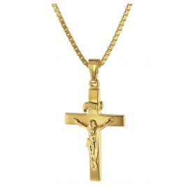 trendor 75286 Crucifix Pendant 24 mm Gold 333 (8 ct.) + Gold-Plated Necklace