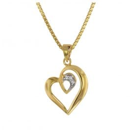 trendor 75404 Heart Pendant Gold 585/14 K with Gold Plated Silver-Necklace