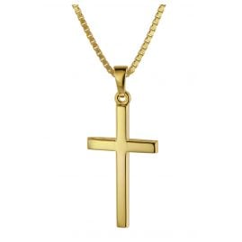 trendor 75412 Cross Pendant 26 mm Gold 333 / 8K with Gold Plated Necklace