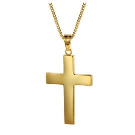 trendor 75433 Cross for Men 27 mm Gold 333 / 8K with Gold Plated Necklace